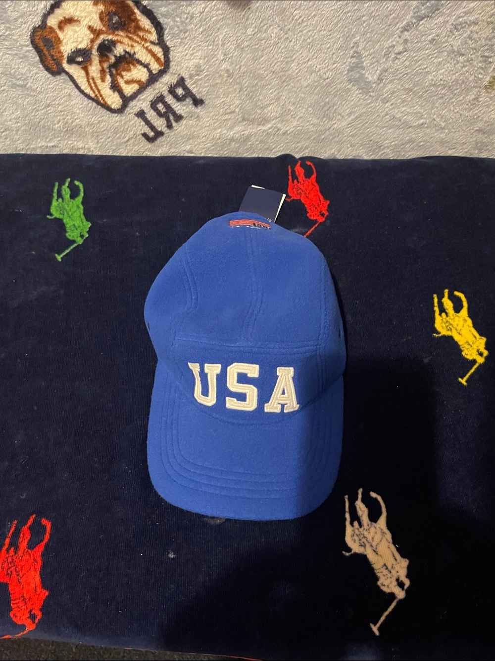 Ralph Lauren Royal Blue Polo Cap with USA Flag Embroidery